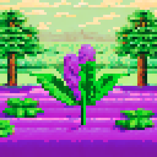 Purple and green marijuana bud pixel art