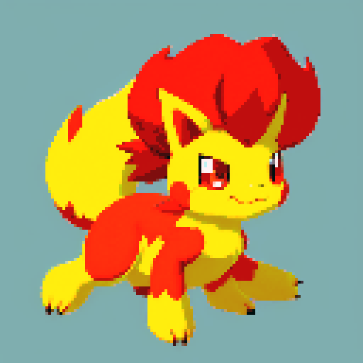 Pokemon style fire type starter, no background