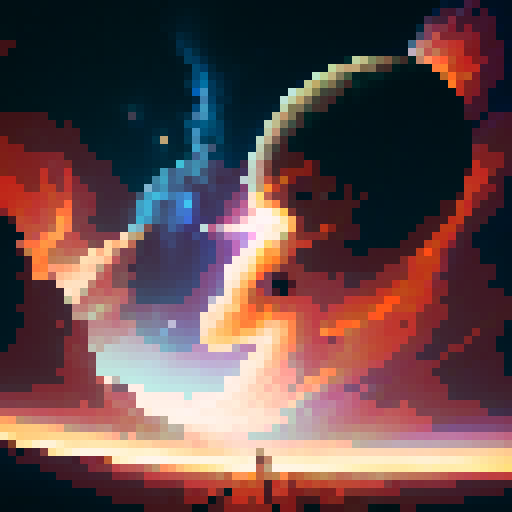 Fiery meteorite hurtling through the starry sky, leaving a trail of sparks and smoke, crashes into the vast, green wilderness of Earth, causing a colossal explosion that shatters the tranquil landscape and sends shockwaves rippling through the air, all depicted in a vibrant, hyper-realistic style.