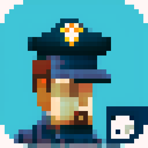 police officer hat, pixel art, game asset, casual game, icon