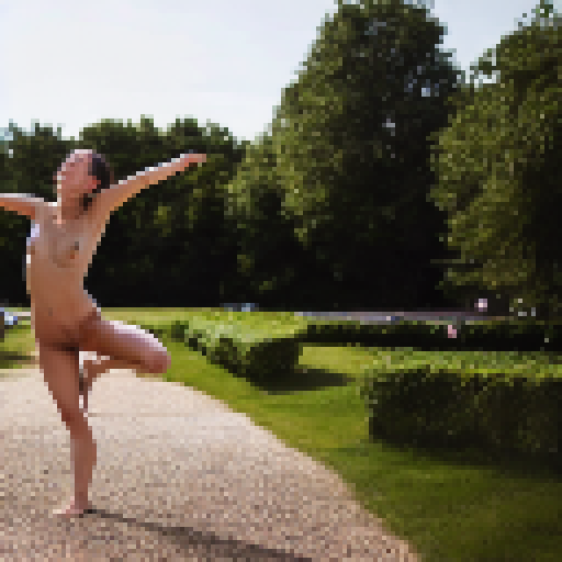 a girl dancing outside, naked