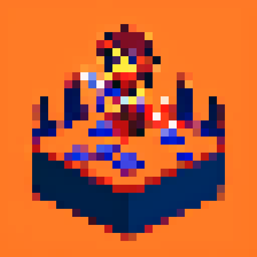 Jedi warrior holding a lightsaber, battling Sith Lord in a fiery lava-filled landscape, with vibrant colors and sharp pixelated details