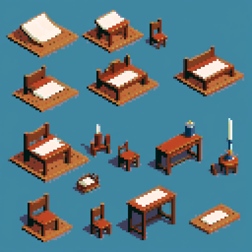 building, inside, block, wood, isometric, medieval, writing table, feather pen, ink, paper, royal seal, law