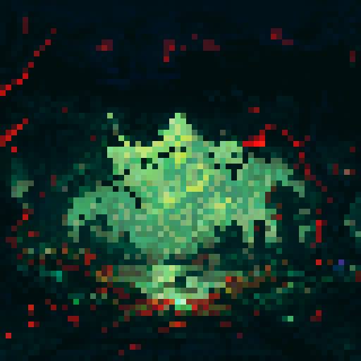 Haunted mansion, looming atop a hill, with a winding cobblestone pathway leading to its entrance, under a dark night sky filled with ominous thunderclouds and sporadic bursts of lightning, all depicted in vivid pixel art, showcasing the eerie sRGB color palette, creating a haunting background landscape