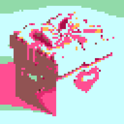 Box of Valentine's Day chocolates, specifically shaped like cupcakes with intricate details such as pink frosting and decorative toppings. Charming and  romantic theme. The cupcakes within the box should exhibit a variety of delightful designs, no background, pixel art.