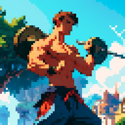 Muscular figure lifting weights