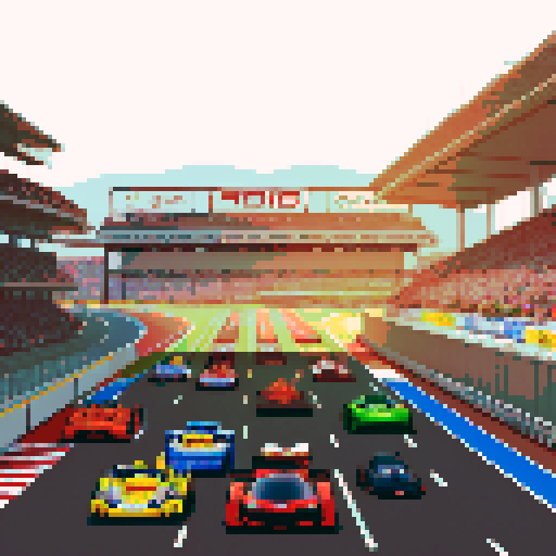 Race, track, cars, grandstands