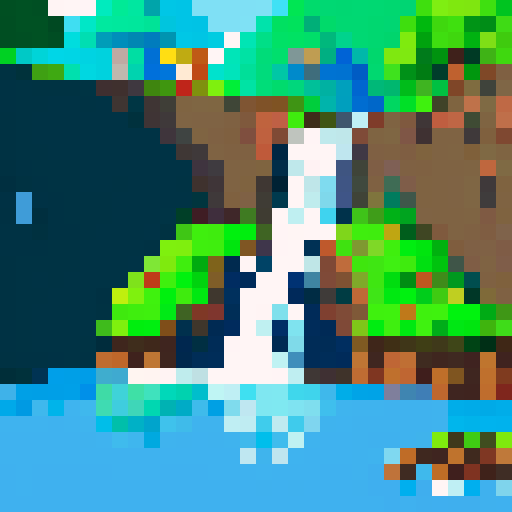 An 8-bit waterfall on an island in Scotland. 