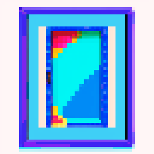 16-bit rectangular blueberry art frame, space portal inside, cute pixel art, vibrant colors, nostalgic feel