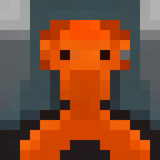 Orange feline, piercing gaze, prominent stripes, pixelated perfection, a close-up portrait in 16x16 game icon style