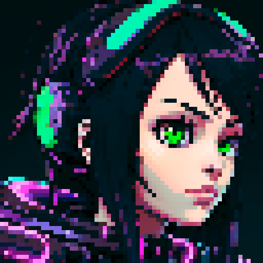 cyberpunk anime catgirl cyborg portrait