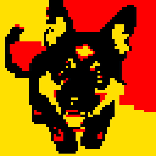 Cute German Shepard, playful expression, vibrant colors, pixel art, sRGB