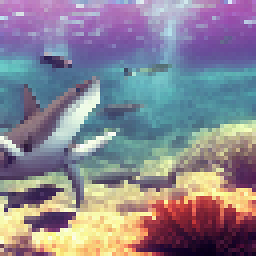 Crab fighting with a shark