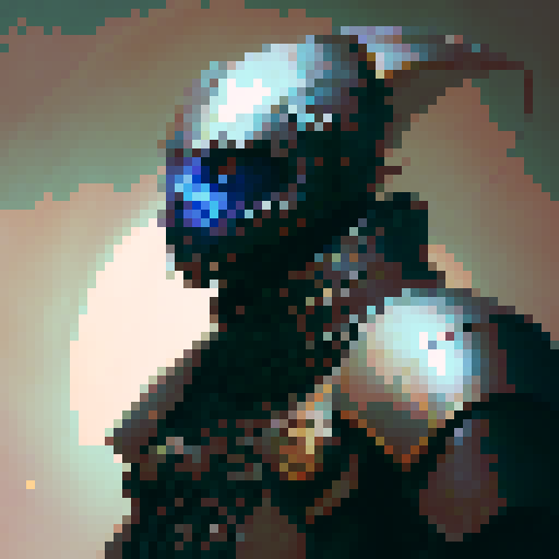 A warrior king covered head to toe with dark, obsidian-like armor. Shadows emanate from his person, and red glowing eyes peer through his helmet.