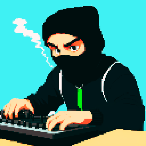 A DJ wearing a balaclava, smoking weed