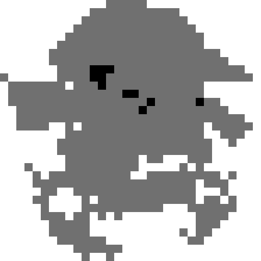 pokemon gloom, monochrome, 16x16, game icon, pixel art, close up, facing right, white foreground, black background
