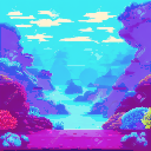 Create a deep sea environment with little light and the sea bed at the bottom, add blue glowing sea plants