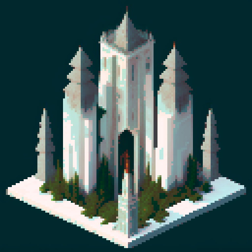 large, majestic, white marble Wizard Tower, detailed hex map Wizard Tower icon, intricate pixel art