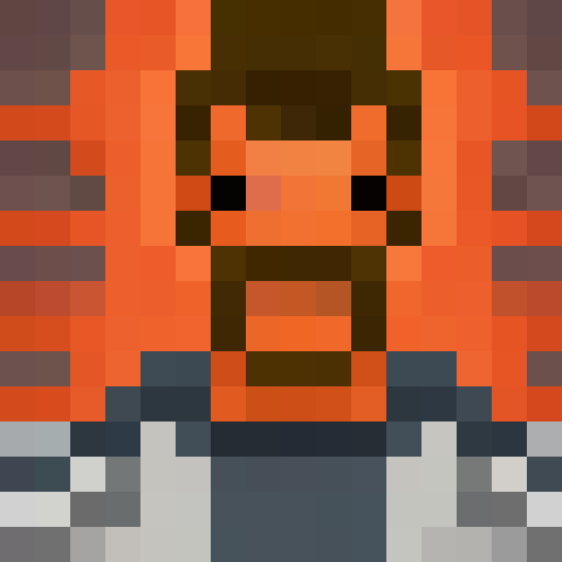 Zombie with tattered shirt and exposed ribcage, glowing red eyes, and jagged teeth, depicted in a game icon-style pixel art portrait with close-up framing