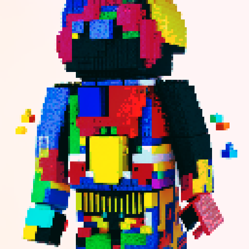 colorful pixel lego blocks arranged in a playful, vibrant composition, showcasing the intricate details and vibrant colors of pixel art in the sRGB color space