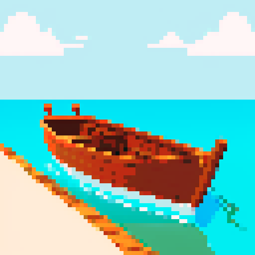 rowing boat on the open sea on a sunny day