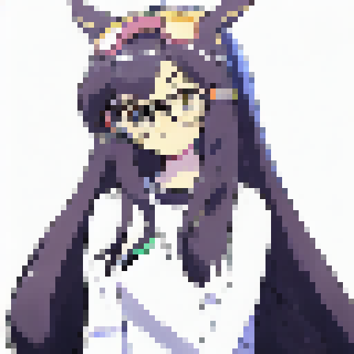 Transparent background, Anime Girl, African American, Round Glasses, Black Glasses, Shy, Blushing, Cute, Short Body, Medium Sized Boobs, Black Sweater, Long Hair, Black Hair, Brown Eyes, Fluffy Hair, 