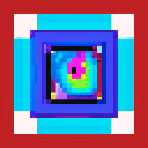 16-bit rectangular blueberry art frame, space portal inside, cute pixel art, vibrant colors, nostalgic feel