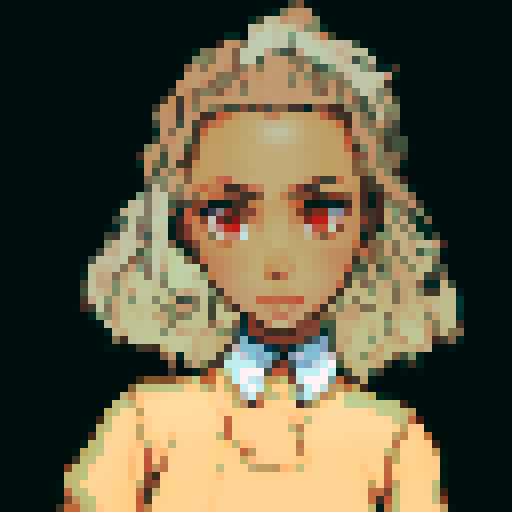 Black girl with light brown hair and red eyes