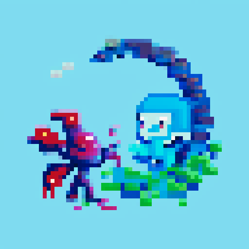 Underwater warrior versing the kraken 