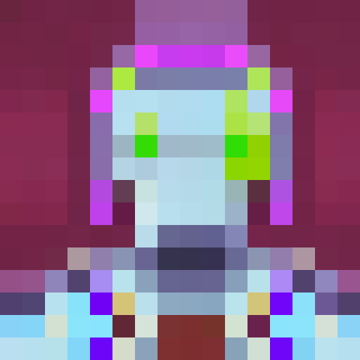 Cyber warrior with a mechanical arm, neon blue hair, and glowing red eyes, hacking into a steam-powered machine in a gritty steampunk world.