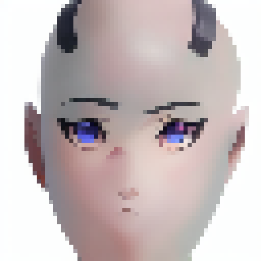 bald asian girl head only