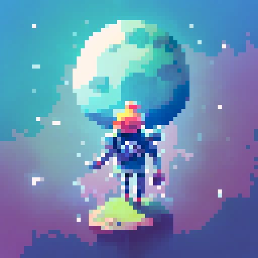 Astronaut floating gracefully in a vast, star-filled galaxy, surrounded by swirling nebulae and colorful celestial bodies, with a serene expression on their face