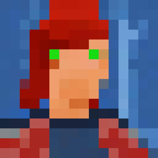 Boy about 16 years old with shoulder-length hair, blue eyes full body pixel art 