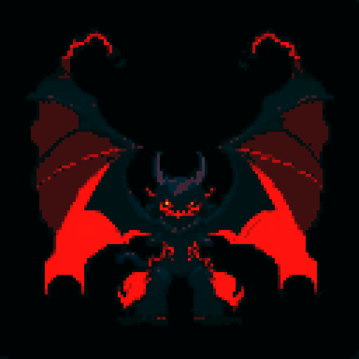 A dark and shadowy demon with smoky tendrils, large bat-like wings, and glowing red eyes. Its body is partially obscured by shadows and it has an eerie, commanding presence. No background.
