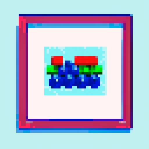Pixel art of blueberries forming a rectangular art frame in a playful and retro gaming style 
