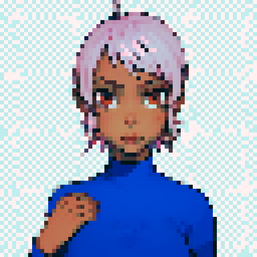 Teenage black girl with pink hair and orange eyes