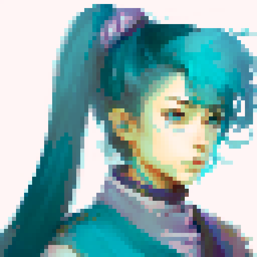 Stoic female swordswoman from japan. White hair. Ponytail. Blue eyes. Light blue kimono. Fantasy RPG setting. Portrait.