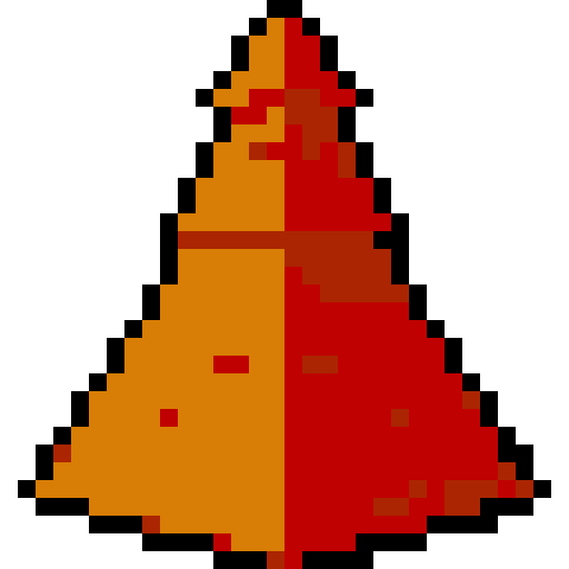 layered triangular red clay shingle tower top. Usable as an asset (clear, thick lines and a white background). 
