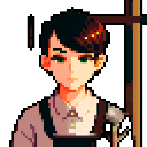 portrait, sprite art, gender neutral, starbucks barista, trendy, queer, coffee
