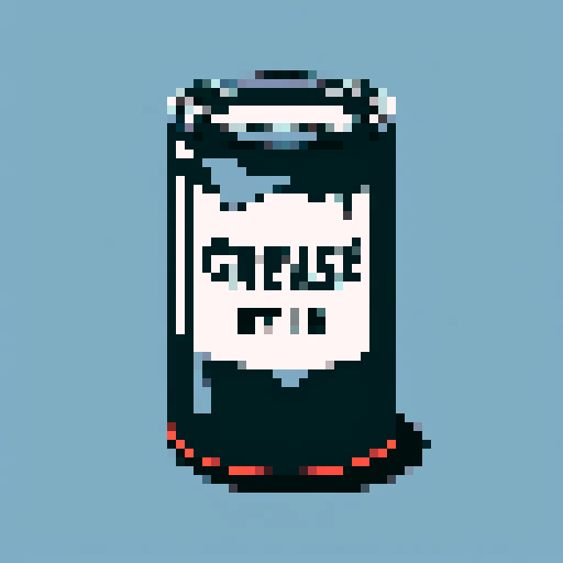 grease paint can full of black grease. on a solid color background so I can easily remove the background