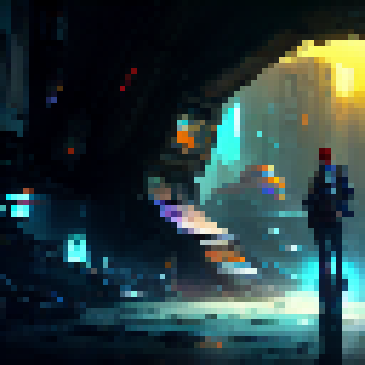 pixe art, sideview, cyberpunk slum, battleback, rpg maker mz