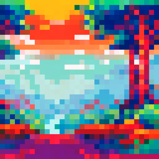 pixelated tree, vibrant colors, dense foliage, towering branches, whimsical atmosphere, serene background, scenic landscape, nostalgic aesthetic, intricate details, 8-bit art style