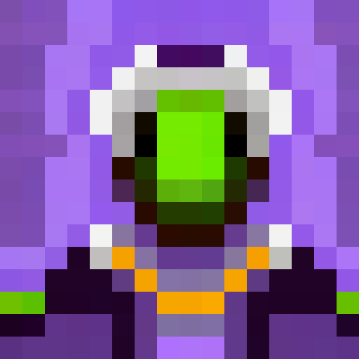 Purple-robed warlock with a menacing void helmet, rendered in a 16x16 pixel portrait style.