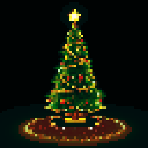 christmas tree with star at top candlelight