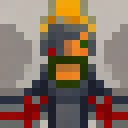 Zombie with tattered shirt and exposed ribcage, glowing red eyes, and jagged teeth, depicted in a game icon-style pixel art portrait with close-up framing