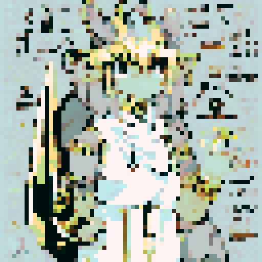 Mysterious Egyptian god Plutus, intense gaze, golden headdress, glowing eyes, sharp features, intricate hieroglyphics, vibrant colors, character portrait, close up, anime style, pixel art