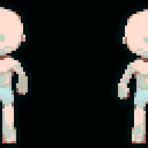 sprite sheet, 4 motions, arms closer to body, no space, pixel art, sRGB