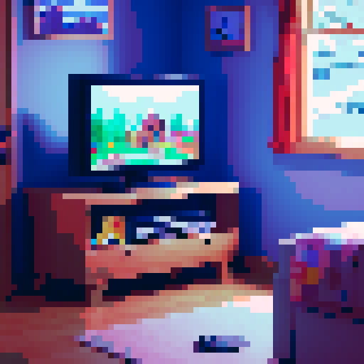 n64 game console in cozy room with the image of a cabin on the screen saying "start"