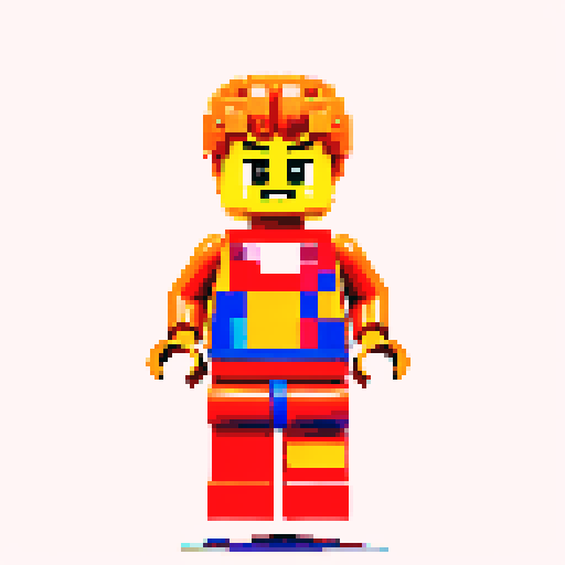 lego pixel, vibrant colors, blocky shapes, small plastic bricks, isometric perspective, retro video game, low resolution, 8-bit graphics, sharp edges, square grid, limited color palette, nostalgic feel, brick-built characters, iconic lego logo, digital recreation, detailed textures, crisp lines, simplified forms, nostalgic gaming vibes