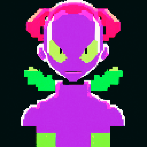 alien, vibrant colors, retro 8-bit, low resolution, extraterrestrial beings, blank background, pixel art, sRGB